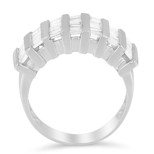 Bids.com .925 Sterling Silver 1.0 Cttw Baguette Cut Diamond Vertical Channel Fluted Multi-Row Unisex Fashion Wedding Ring (H-I Color, I1-I2 Clarity) - Size 6-3/4 Rings White Smoke 7.75 / White.Sterling Silver,6.75 / White.Sterling Silver,7.25 / White.Sterling Silver,7 / White.Sterling Silver,7.5 / White.Sterling Silver