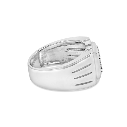 Bids.com .925 Sterling Silver Diamond Accent Miracle-Set 9 Stone Ridged Band Gentlemen's Fashion Ring (I-J Color, I3 Clarity) - Size 10 Rings Lavender 10 / White.Sterling Silver,9 / White.Sterling Silver,11 / White.Sterling Silver,12 / White.Sterling Silver