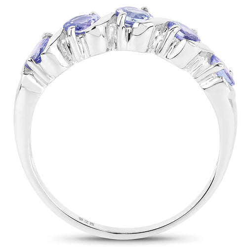 Bids.com 1.15 Carat Genuine Tanzanite .925 Sterling Silver Ring Rings White Smoke size 8.00,size 6.00,size 7.00,size 9.00,size 10.00