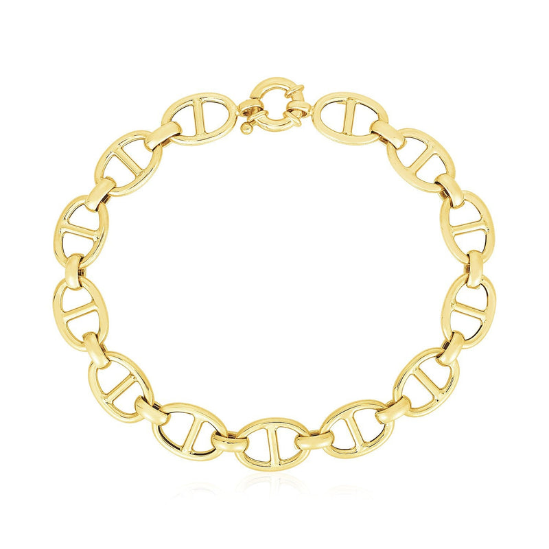 Bids.com 14k Yellow Gold High Polish Mariner Link Bracelet (8.8mm) Bracelets White Smoke 7.5 / Yellow Gold