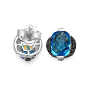 Bids.com 3.74 Carat Genuine Blue Topaz & Black Diamond .925 Sterling Silver Earrings Earrings White Smoke
