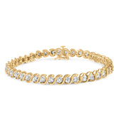Bids.com 10K Yellow Gold 3 cttw Round-Cut Diamond Spiral Link 7.50" Bracelet (I-J Color, I1-I2 Clarity) Bracelets White Smoke Yellow.Gold / 7.5