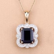 Bids.com 4.07 Carat Genuine Iolite and White Diamond 14K Yellow Gold Pendant Pendants Wheat