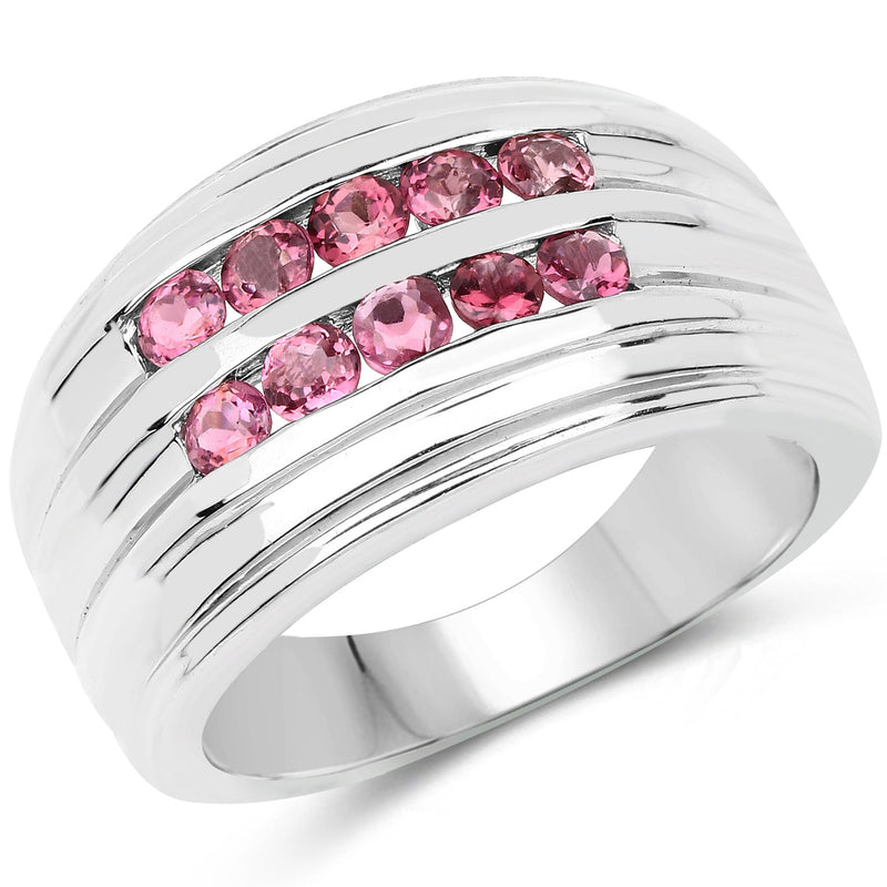 Bids.com 1.00 Carat Genuine Pink Tourmaline .925 Sterling Silver Ring Rings White Smoke size 6.00,size 8.00,size 7.00,size 9.00