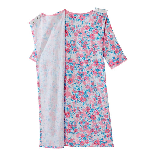 Silvert's Women's Open Back Nightgown – Cherry Blossom Print, Medium Size Clothing White Smoke