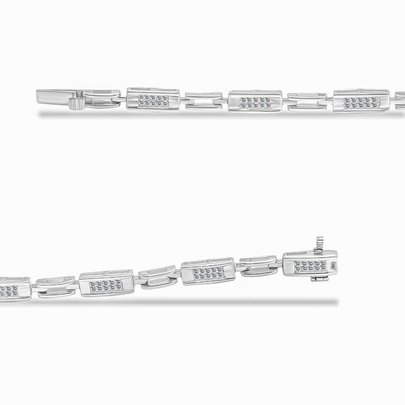 Bids.com 14K White Gold 1.0 Cttw Invisible Set Princess Cut Diamond Alternating Station and Link Tennis Bracelet (I-J Color, I1-I2 Clarity) - Size 7.25" Inches Bracelets White Smoke White.Gold / 7.25