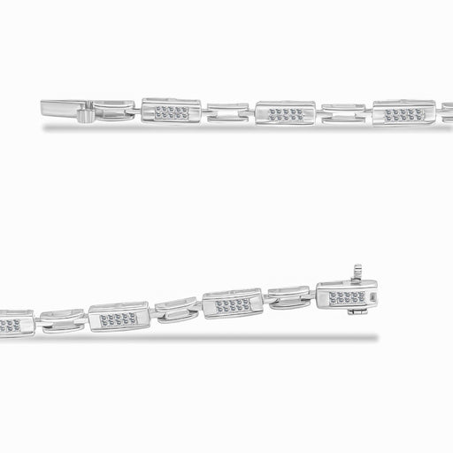Bids.com 14K White Gold 1.0 Cttw Invisible Set Princess Cut Diamond Alternating Station and Link Tennis Bracelet (I-J Color, I1-I2 Clarity) - Size 7.25" Inches Bracelets White Smoke White.Gold / 7.25