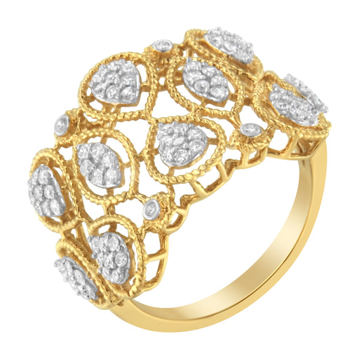 Bids.com 14K Yellow Gold Diamond Art Deco Ring (1/2 Cttw, H-I Color, I1 Clarity) - Size 7 Rings White Smoke 8 / Yellow.Gold,6 / Yellow.Gold,7 / Yellow.Gold