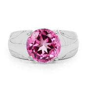 Bids.com 4.55 Carat Genuine Pink Topaz .925 Sterling Silver Ring Rings Light Gray size 7.00,size 6.00,size 8.00,size 9.00,size 5.00,size 10.00