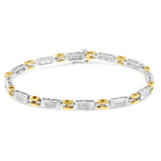 Bids.com 10K Two-Tone Gold Princess Cut Diamond Geo Link Bracelet (1.00 cttw, H-I Color, SI1-SI2 Clarity) Bracelets White Smoke YellowWhite.Gold / 7