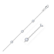 Bids.com 14k White Gold Anklet with Round White Cubic Zirconia Accessories White Smoke 10 / White Gold