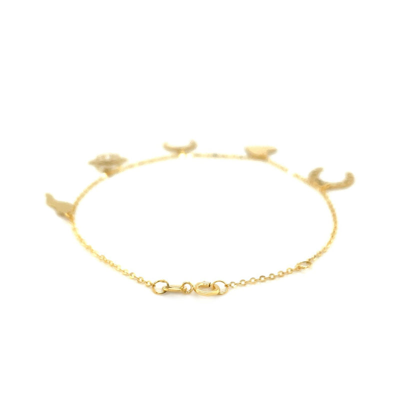 Bids.com 14k Yellow Gold 7 inch Bracelet with Polished Charms Bracelets White Smoke 7 / Yellow Gold