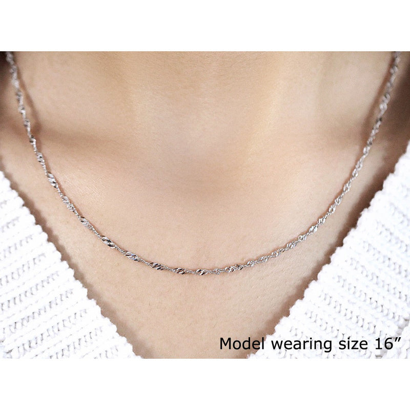 Bids.com 14k White Gold Singapore Chain 1.7mm Necklaces Tan 16 / White Gold,18 / White Gold,20 / White Gold