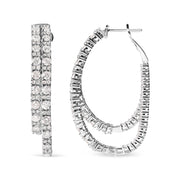 Bids.com 14K White Gold 4.0 Cttw Diamond Asymmetrical Inside Out Double-Hoop Earrings (I-J Color, I1-I2 Clarity) Earrings White Smoke White.Gold / 4