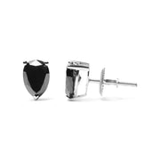 Bids.com 14K White Gold 2.00 Cttw Pear Cut Black Diamond Stud Earrings Earrings White Smoke White.Gold / 2
