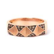 Bids.com 14K Rose Gold 1/4 Cttw Brown Diamond Pyramid Band Ring (Brown Color, SI1-SI2 Clarity)- Size 7 Rings White Smoke 7 / Rose.Gold
