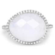 Bids.com 7.33 Carat Genuine White Rainbow Moonstone And White Topaz .925 Sterling Silver Ring Rings White Smoke size 6.00,size 7.00,size 8.00,size 9.00
