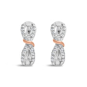 Bids.com 10K White and Rose Gold 1/3 Cttw Diamond Infinite and Ribbon Hoop Earrings (H-I Color, I1-I2 Clarity) Earrings White Smoke WhiteRose.Gold / 0.33