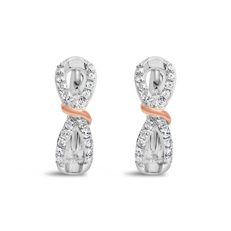 Bids.com 10K White and Rose Gold 1/3 Cttw Diamond Infinite and Ribbon Hoop Earrings (H-I Color, I1-I2 Clarity) Earrings White Smoke WhiteRose.Gold / 0.33