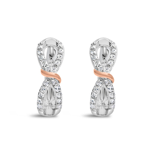Bids.com 10K White and Rose Gold 1/3 Cttw Diamond Infinite and Ribbon Hoop Earrings (H-I Color, I1-I2 Clarity) Earrings White Smoke WhiteRose.Gold / 0.33