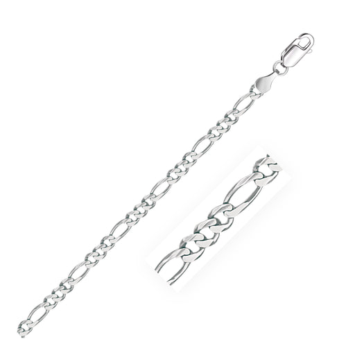 Bids.com 3.8mm 14k White Gold Solid Figaro Bracelet Bracelets White Smoke 7 / White Gold,8 / White Gold