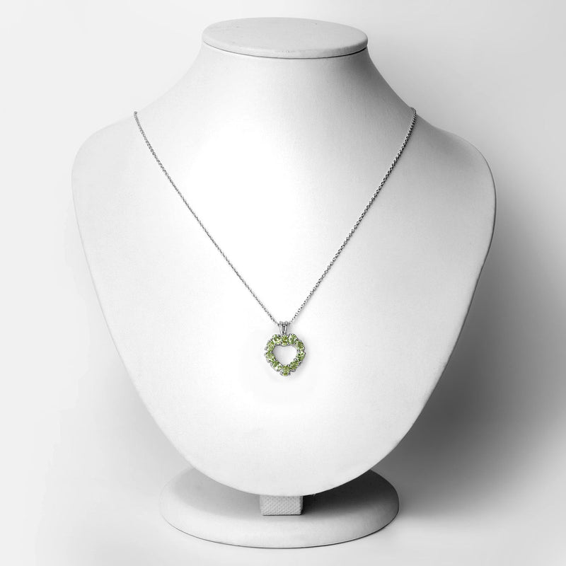 Bids.com 1.70 Carat Genuine Peridot .925 Sterling Silver Pendant Pendants White Smoke size 18.00