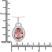 Bids.com 3.90 Carat Genuine Pink Tourmaline and White Diamond 14K White Gold Pendant Pendants White Smoke