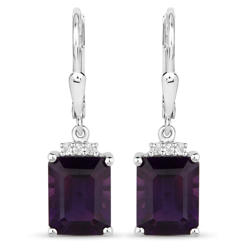 Bids.com 6.63 Carat Genuine Amethyst .925 Sterling Silver Earrings Earrings White Smoke