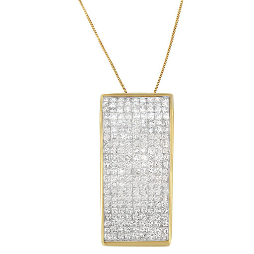 Bids.com 14K Yellow Gold Princess Cut Diamond Block Pendant Necklace (2 5/8 cttw, H-I Color, SI2-I1 Clarity) Necklaces White Smoke Yellow.Gold / 18