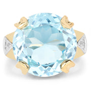 Bids.com 14K Yellow Gold Plated 12.98 Carat Genuine Blue Topaz and White Topaz .925 Sterling Silver Ring Rings White Smoke size 7.00,size 6.00,size 8.00,size 9.00