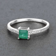 Bids.com 0.67 Carat Genuine Zambian Emerald and White Diamond 14K White Gold Ring Rings Dim Gray size 5.00,size 6.00,size 7.00,size 8.00,size 9.00