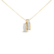 Bids.com 14K Yellow Gold 1 5/8 Cttw Princess and Baguette Diamond Duo Bar Pendant Necklace (G-H Color, VS2-SI1 Clarity) - 18" Necklaces White Smoke Yellow.Gold / 18