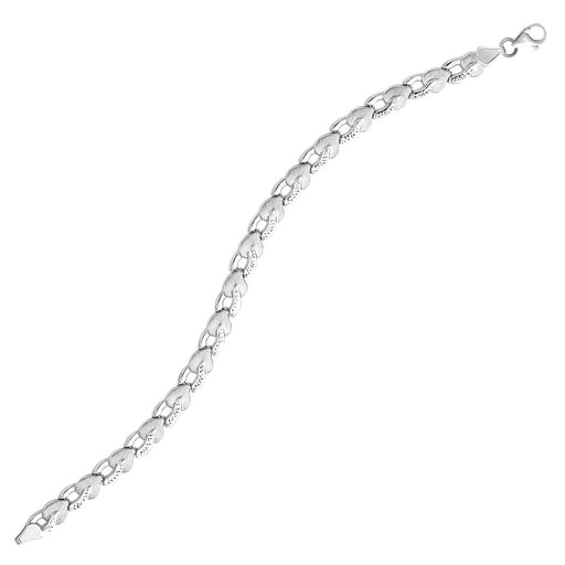 Bids.com 14k White Gold Heart Shape Textured Bracelet Bracelets White Smoke 7.25 / White Gold