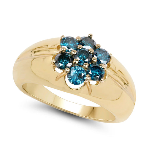 Bids.com 14K Yellow Gold Plated 0.98 Carat Genuine Blue Diamond .925 Sterling Silver Ring Rings White Smoke size 8.00,size 9.00,size 6.00,size 7.00,size 5.00