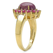 Bids.com 14K Yellow Gold Plated 5.07 Carat Genuine Ruby .925 Sterling Silver Ring Rings White Smoke size 6.00,size 7.00,size 8.00,size 9.00