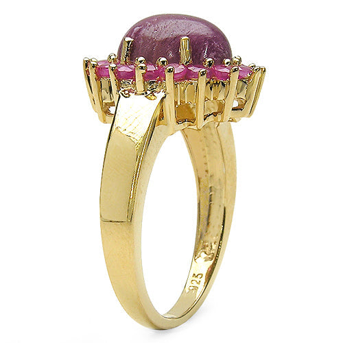 Bids.com 14K Yellow Gold Plated 5.07 Carat Genuine Ruby .925 Sterling Silver Ring Rings White Smoke size 6.00,size 7.00,size 8.00,size 9.00