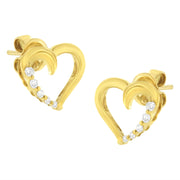 Bids.com 14K Yellow Gold 1/8 Cttw Diamond Journey Heart Hoop Earrings (K-L Color, I1-I2 Clarity) Earrings White Smoke Yellow.Gold / 0.119