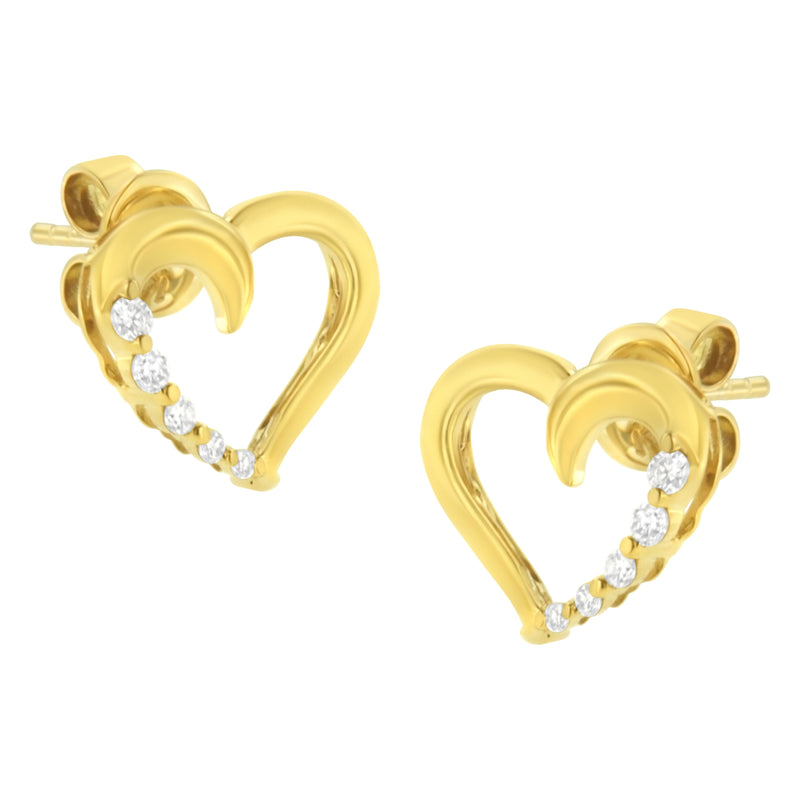 Bids.com 14K Yellow Gold 1/8 Cttw Diamond Journey Heart Hoop Earrings (K-L Color, I1-I2 Clarity) Earrings White Smoke Yellow.Gold / 0.119