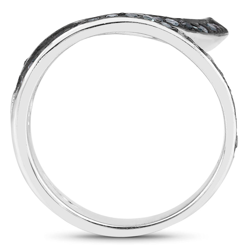 Bids.com 0.46 Carat Genuine Blue Diamond .925 Sterling Silver Ring Rings White Smoke size 7.00,size 6.00,size 8.00,size 9.00,size 5.00
