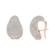 Bids.com 18K Rose Gold 13 1/5 Cttw Micro-Pave Diamond Sculptural Design Statement Omega Back Earrings (G-H Color, SI1-SI2 Clarity) Earrings White Smoke Rose.Gold / 13.19