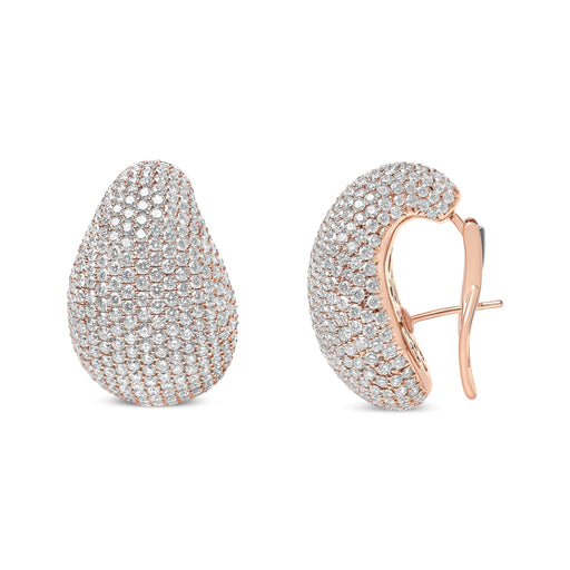 Bids.com 18K Rose Gold 13 1/5 Cttw Micro-Pave Diamond Sculptural Design Statement Omega Back Earrings (G-H Color, SI1-SI2 Clarity) Earrings White Smoke Rose.Gold / 13.19