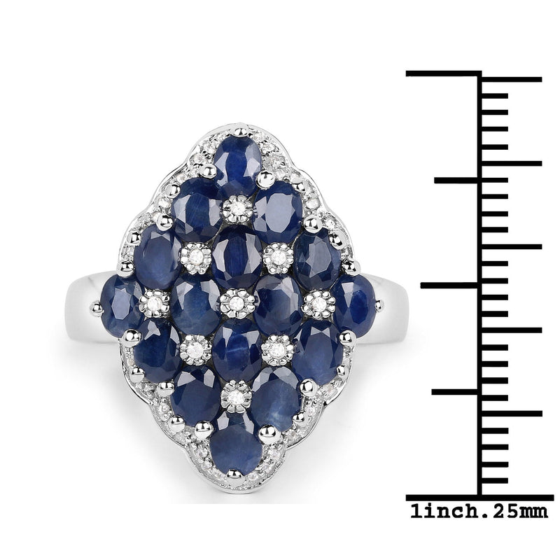 Bids.com 3.48 Carat Genuine Blue Sapphire and White Zircon .925 Sterling Silver Ring Rings White Smoke size 7.00,size 5.00,size 6.00,size 8.00,size 9.00,size 5.50,size 9.25