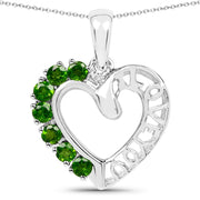 Bids.com 14K White Gold Plated 0.84 Carat Genuine Chrome Diopside .925 Sterling Silver Pendant Pendants White Smoke