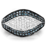 Bids.com 0.50 Carat Genuine Blue Diamond and White Diamond .925 Sterling Silver Ring Rings White Smoke size 6.00,size 7.00,size 8.00,size 9.00,size 5.00
