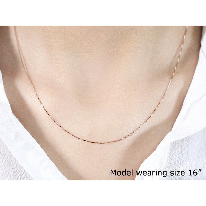 Bids.com 18k Rose Gold Classic Box Chain (0.60 mm) Necklaces Wheat 18 / Rose Gold