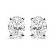Bids.com 14K White Gold 3/4 Cttw Oval Shape Lab Grown Diamond Solitaire Stud Earrings (F-G Color, VS1-VS2 Clarity) Earrings White Smoke White.Gold / 0.75