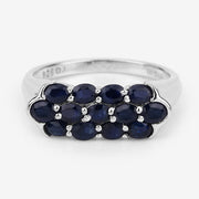 Bids.com 2.60 Carat Genuine Blue Sapphire .925 Sterling Silver Ring Rings Light Gray size 8.00,size 10.00,size 6.00,size 7.00,size 9.00,size 5.00,size 11.50