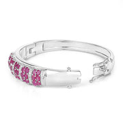 Bids.com 6.65 Carat Genuine Ruby and White Topaz .925 Sterling Silver Bracelet Bracelets White Smoke size 7.00,size 7.50