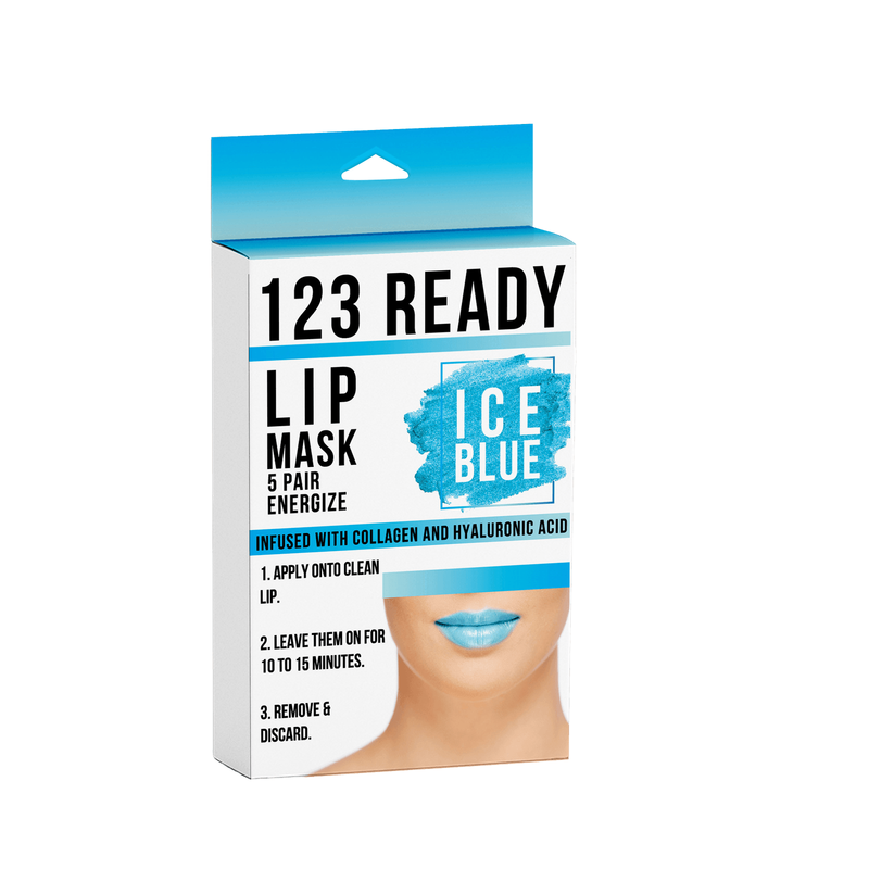 ZAQ Skin & Body 123 Ready ICE BLUE ENERGIZE GEL LIP PATCHES 5PC Light Gray