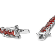 Bids.com .925 Sterling Silver 10.0 Cttw Created Orange Garnet Tennis Bracelet - 7.25" Bracelets White Smoke White.Sterling Silver / 7.25